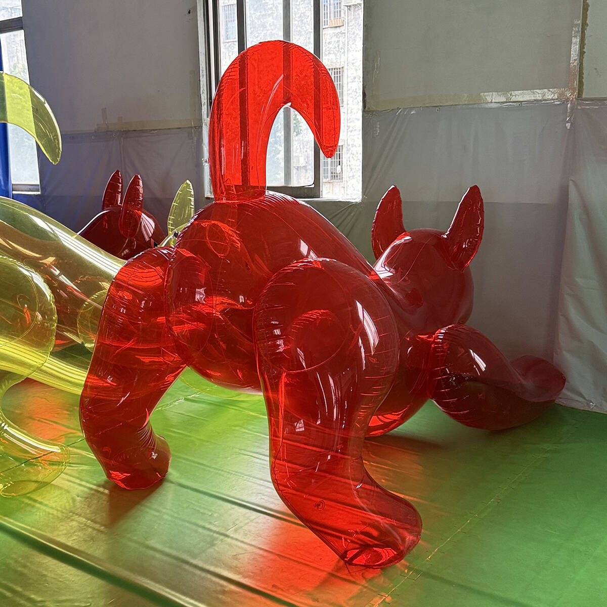 Custom make Inflatable Air Dorable Airblown Transparent Red Animal Dogs Toy Gifts For Fun