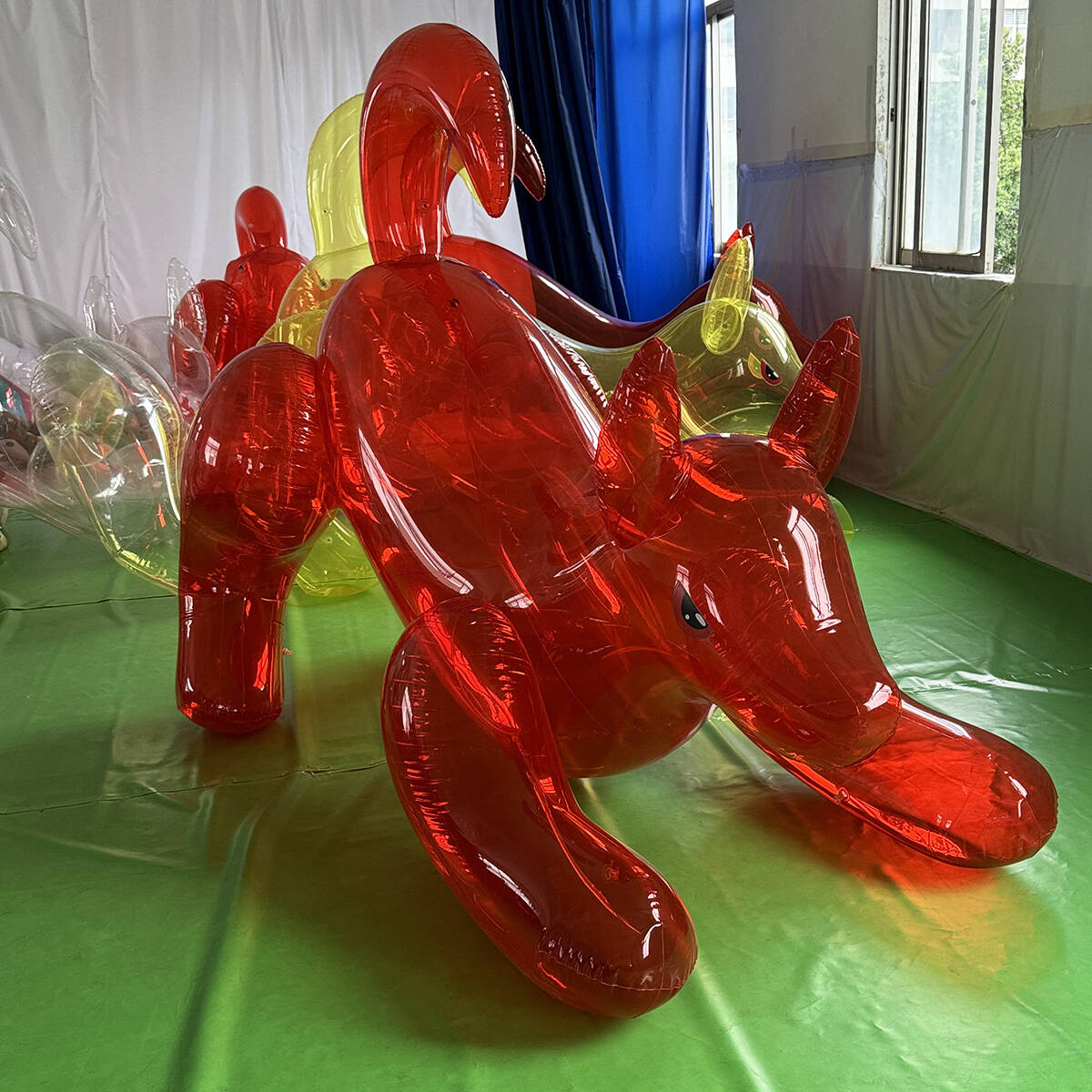Custom make Inflatable Air Dorable Airblown Transparent Red Animal Dogs Toy Gifts For Fun