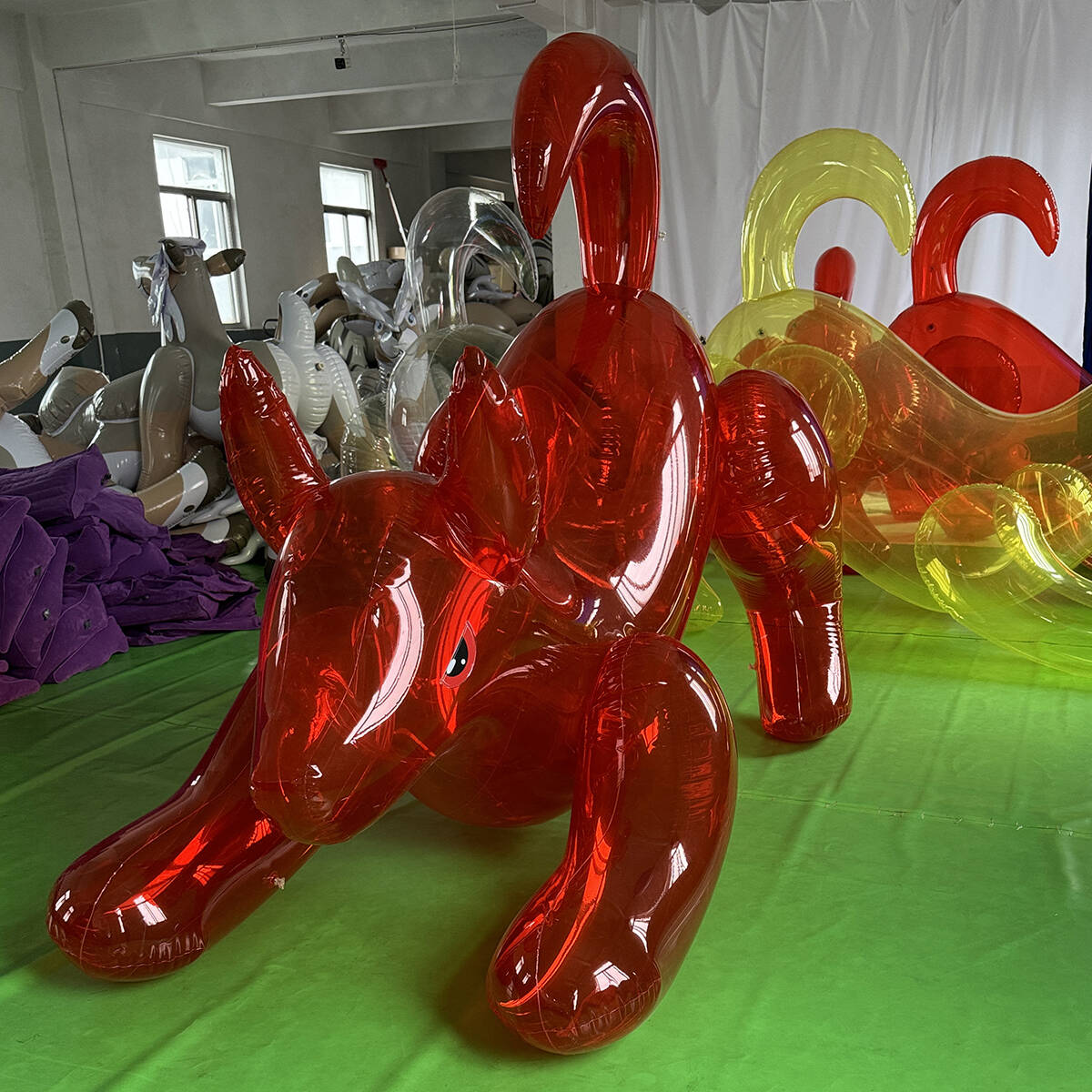 Custom make Inflatable Air Dorable Airblown Transparent Red Animal Dogs Toy Gifts For Fun