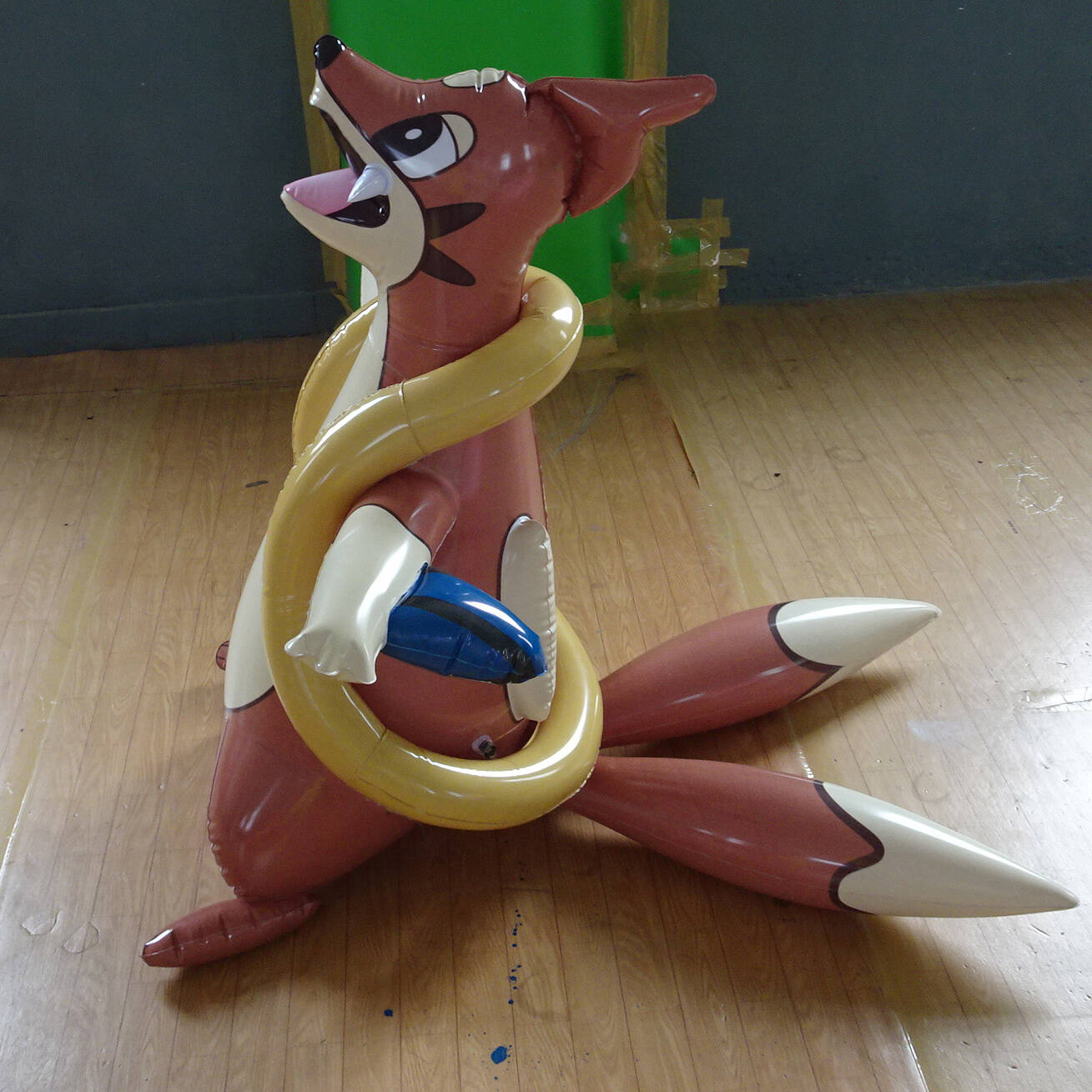 Customised Inflatable Swimming Ring Cartoon Animal Fox For Showing How Safe On Water