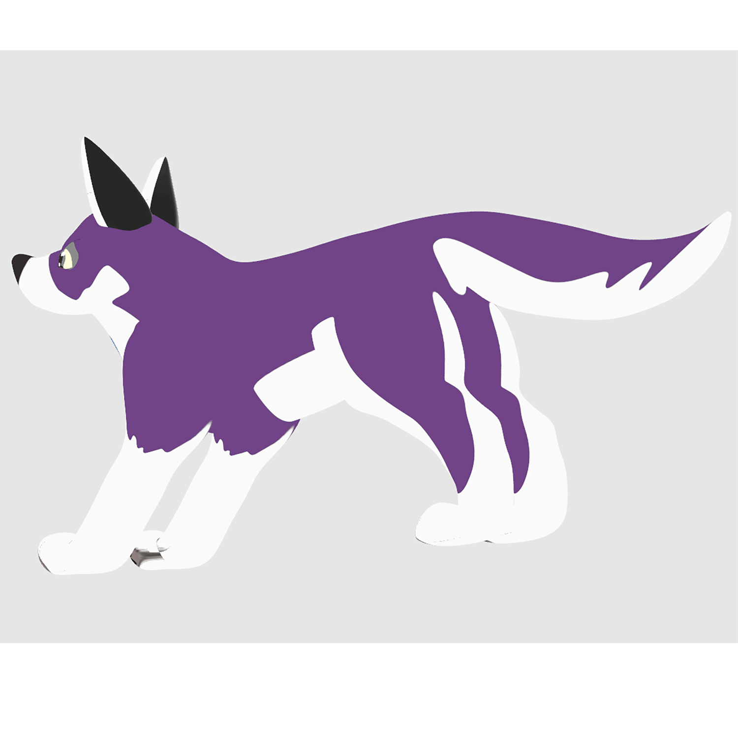 Customized Inflatable White Purple Standing Wolf Cartoon With Artworks Printings On Field