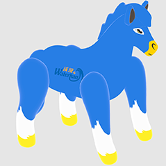 Inflatable Customised Dorable Sky Blue Horse Model Figures With Logo Printings For Advertisings