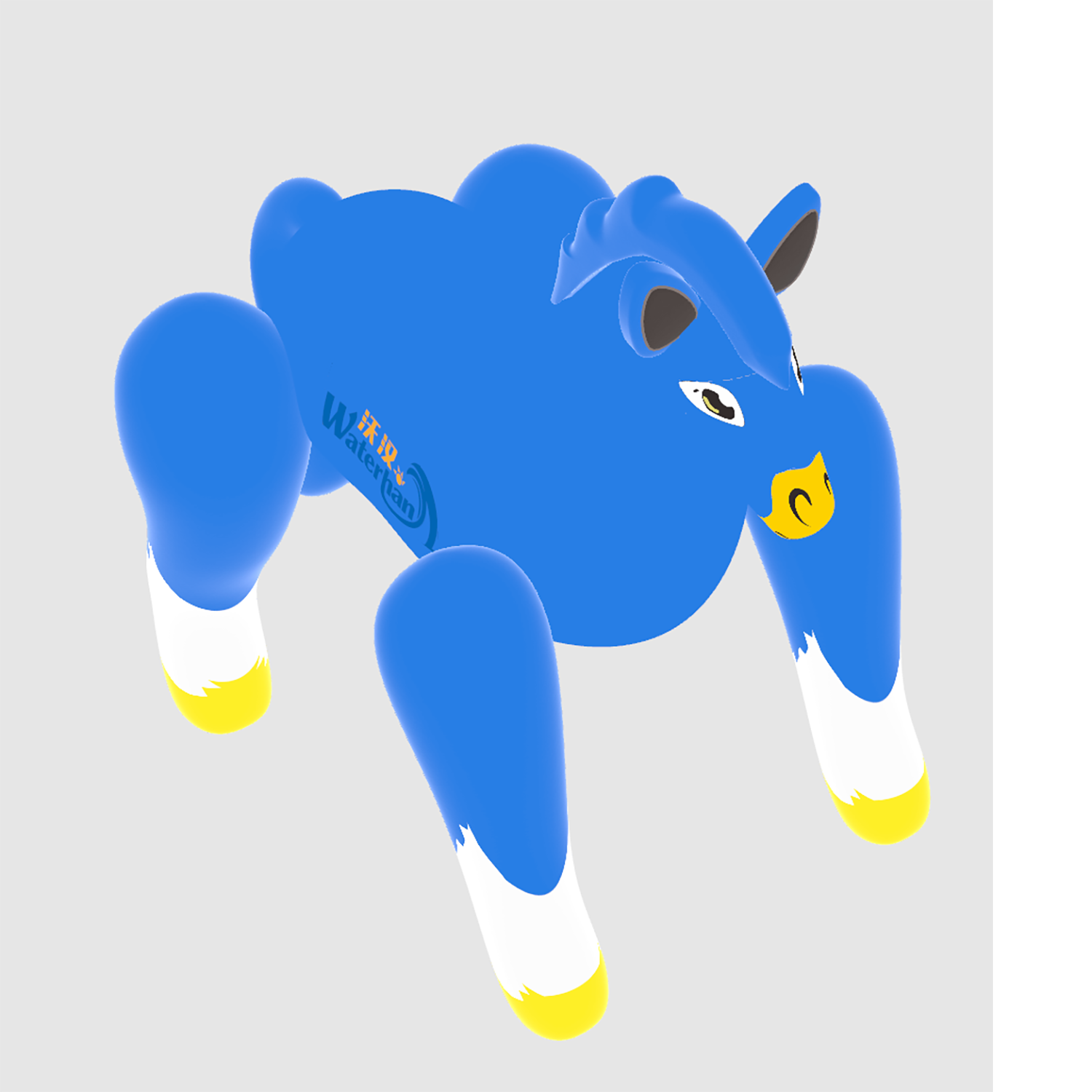 Inflatable Customised Dorable Sky Blue Horse Model Figures With Logo Printings For Advertisings
