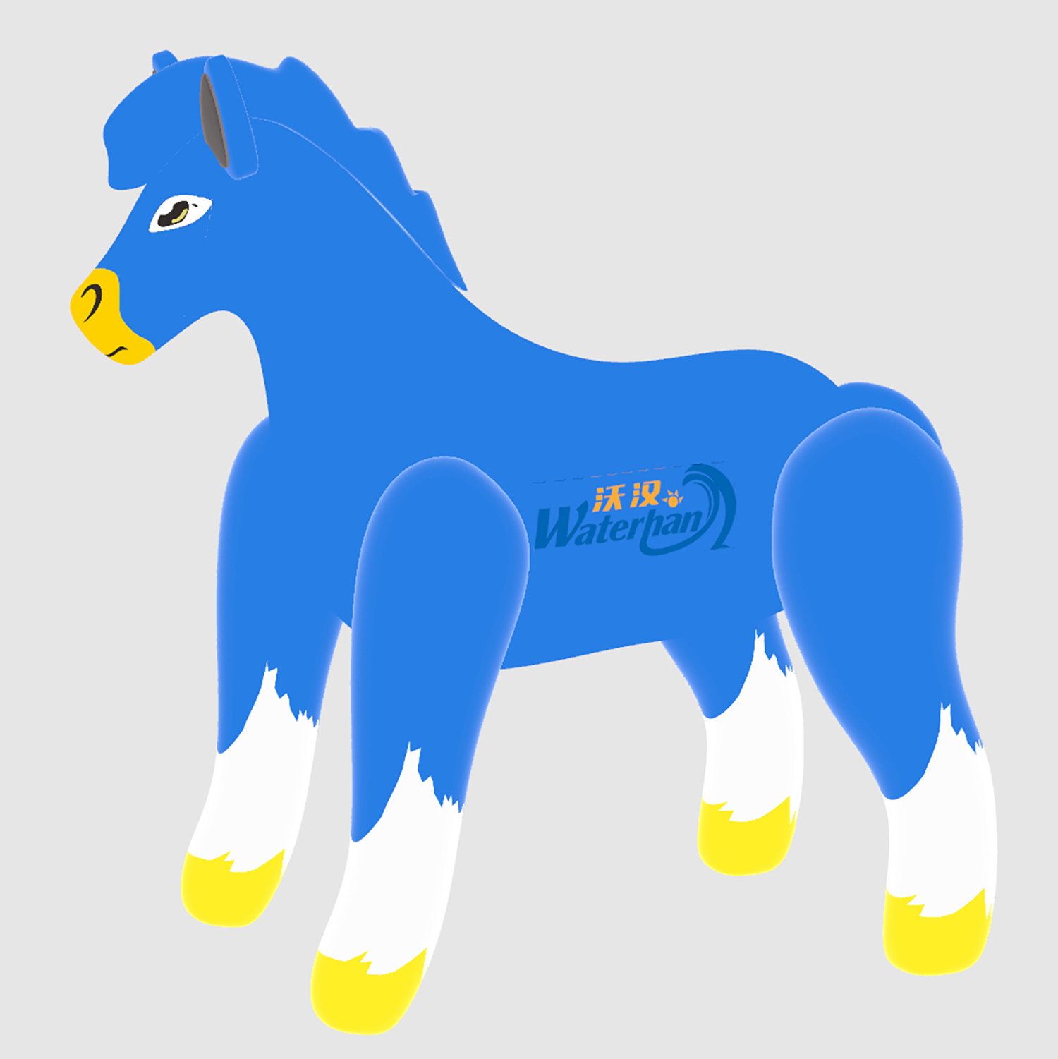 Inflatable Customised Dorable Sky Blue Horse Model Figures With Logo Printings For Advertisings